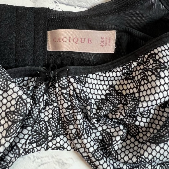 Cacique black and white lace print unlined underwire bra size 40DD - Picture 2 of 7